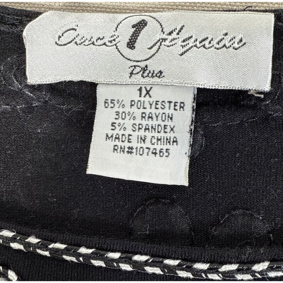 Once Again Womens Blouse Black 3/4 Sleeve Stretch Embroidered Plus 1X - Picture 14 of 16